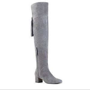 NEW NINE WEST GRAY GREY SUEDE LEATHER OVER THE KNEE BOOTS